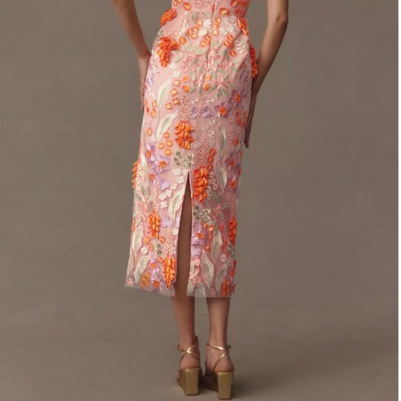 HELSI Gemma Floral Embroidered Midi Dress - Orange and Pink. NWT. - Picture 5 of 13